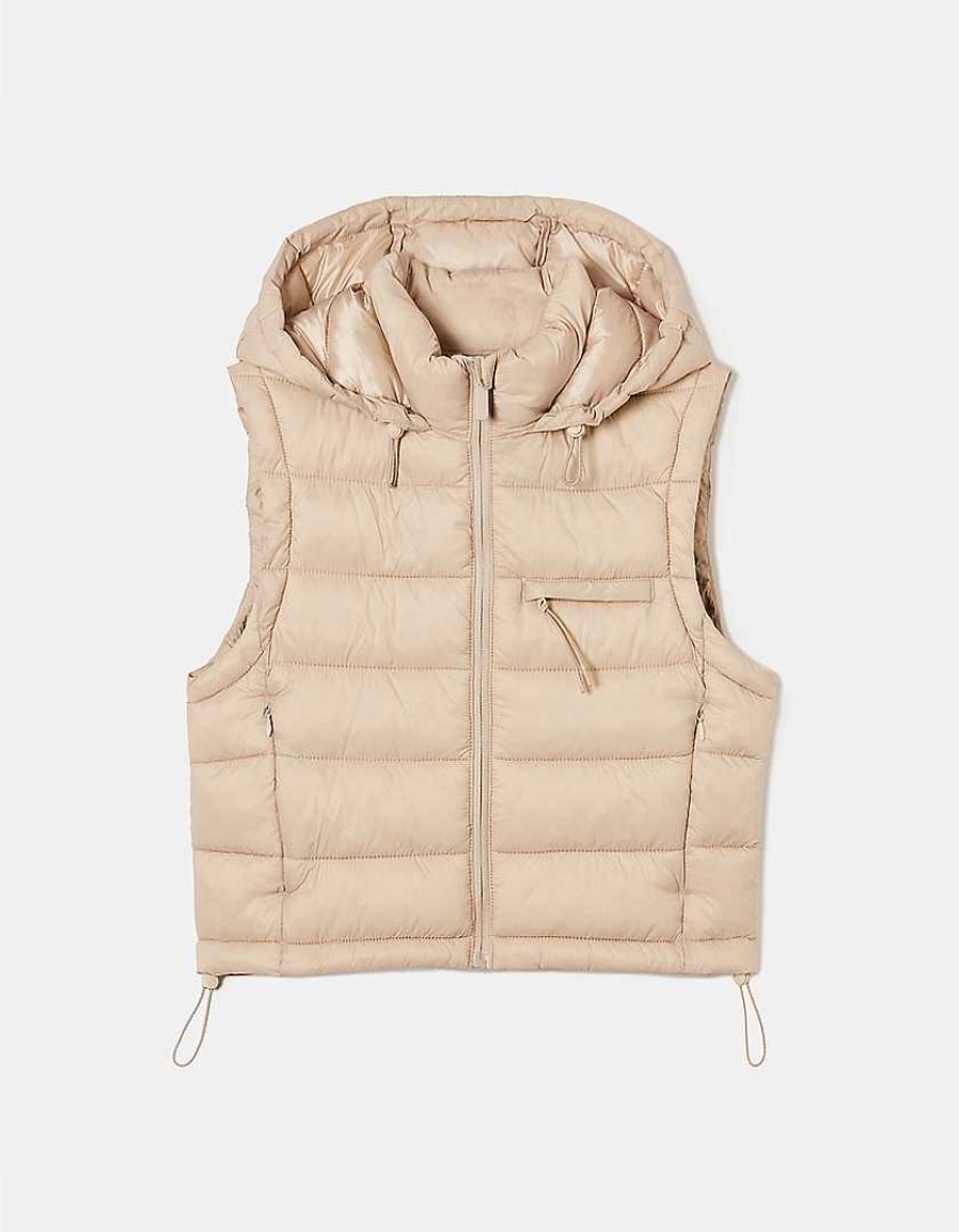 Vestiario Tally Weijl Giacche Invernali | Giacca Imbottita Leggera Senza Maniche Beige Marrone