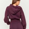 Vestiario Tally Weijl Felpe Con Cappuccio | Felpa Corta Bordeaux Con Cappuccio Viola