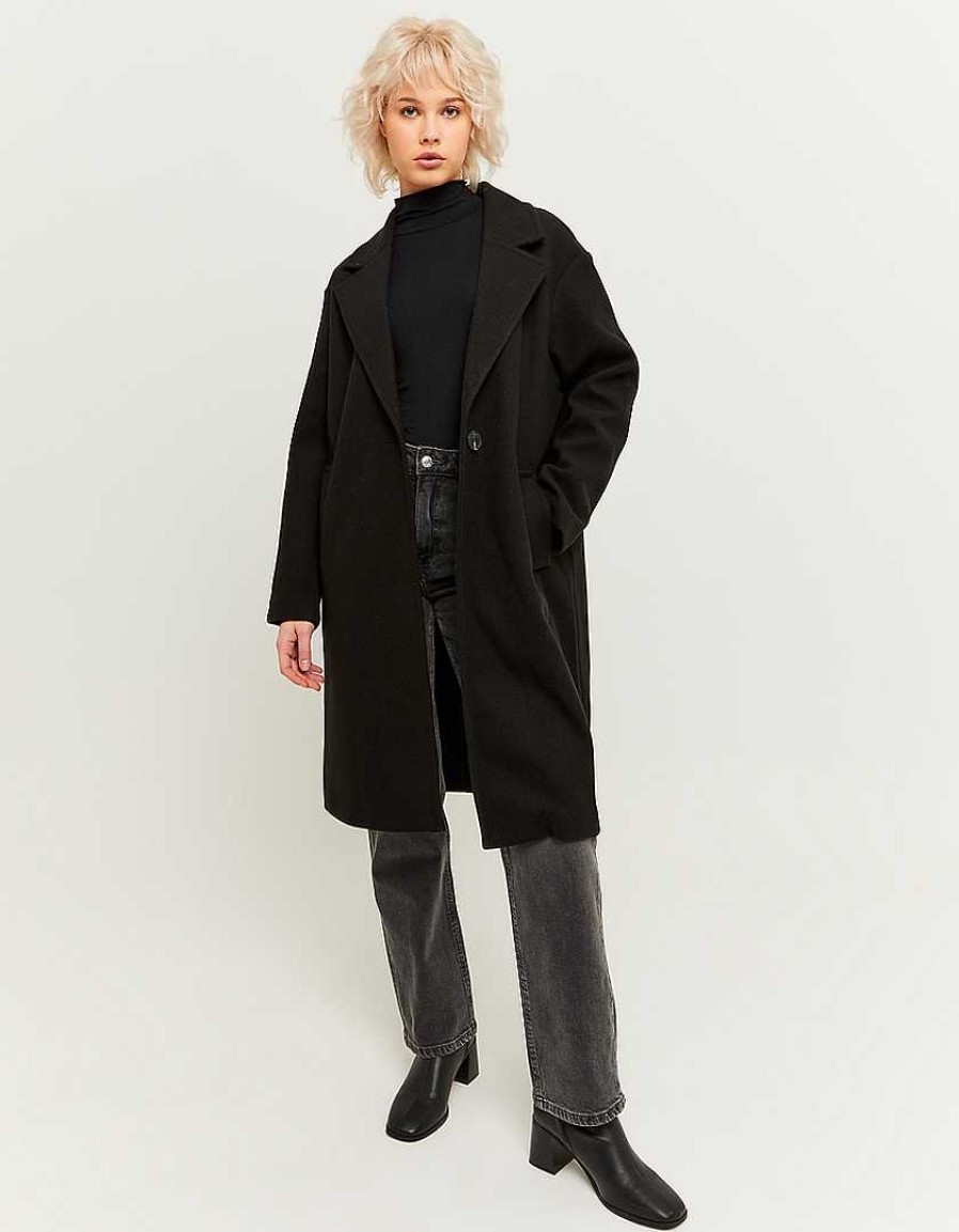 Vestiario Tally Weijl Cappotti | Cappotto Lungo Basic In Finta Lana Nero