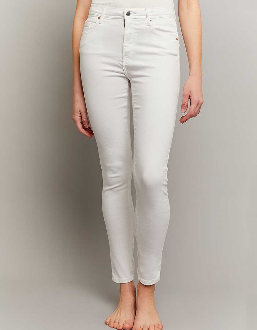 Vestiario Tally Weijl Pantaloni Bianchi | Pantaloni Push Up Skinny A Vita Media Bianco