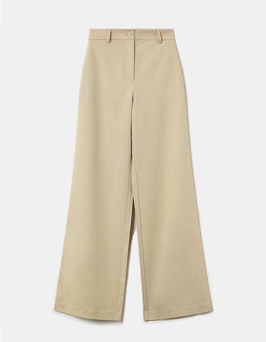 Vestiario Tally Weijl Pantaloni A Vita Alta | Pantaloni Larghi A Vita Alta Beige