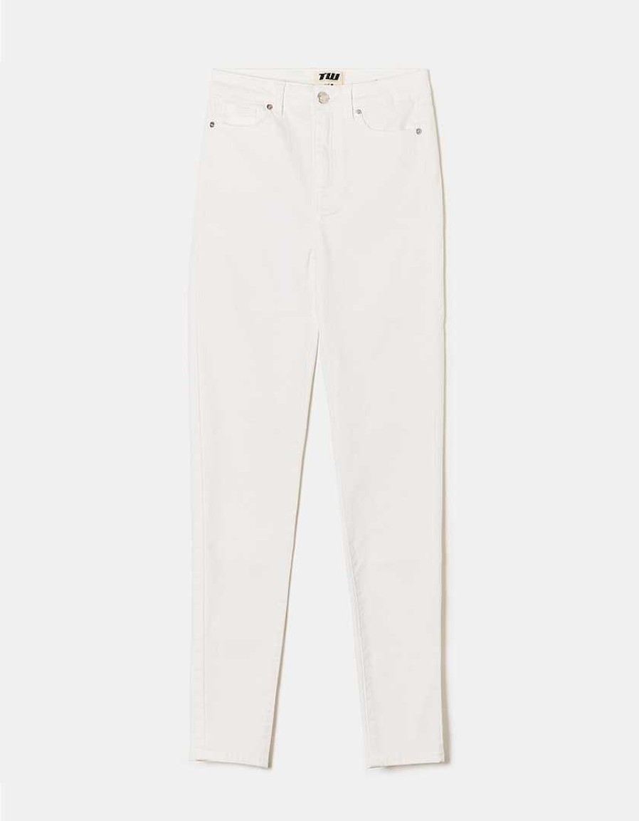 Vestiario Tally Weijl Pantaloni Bianchi | Pantaloni Skinny A Vita Alta Bianco