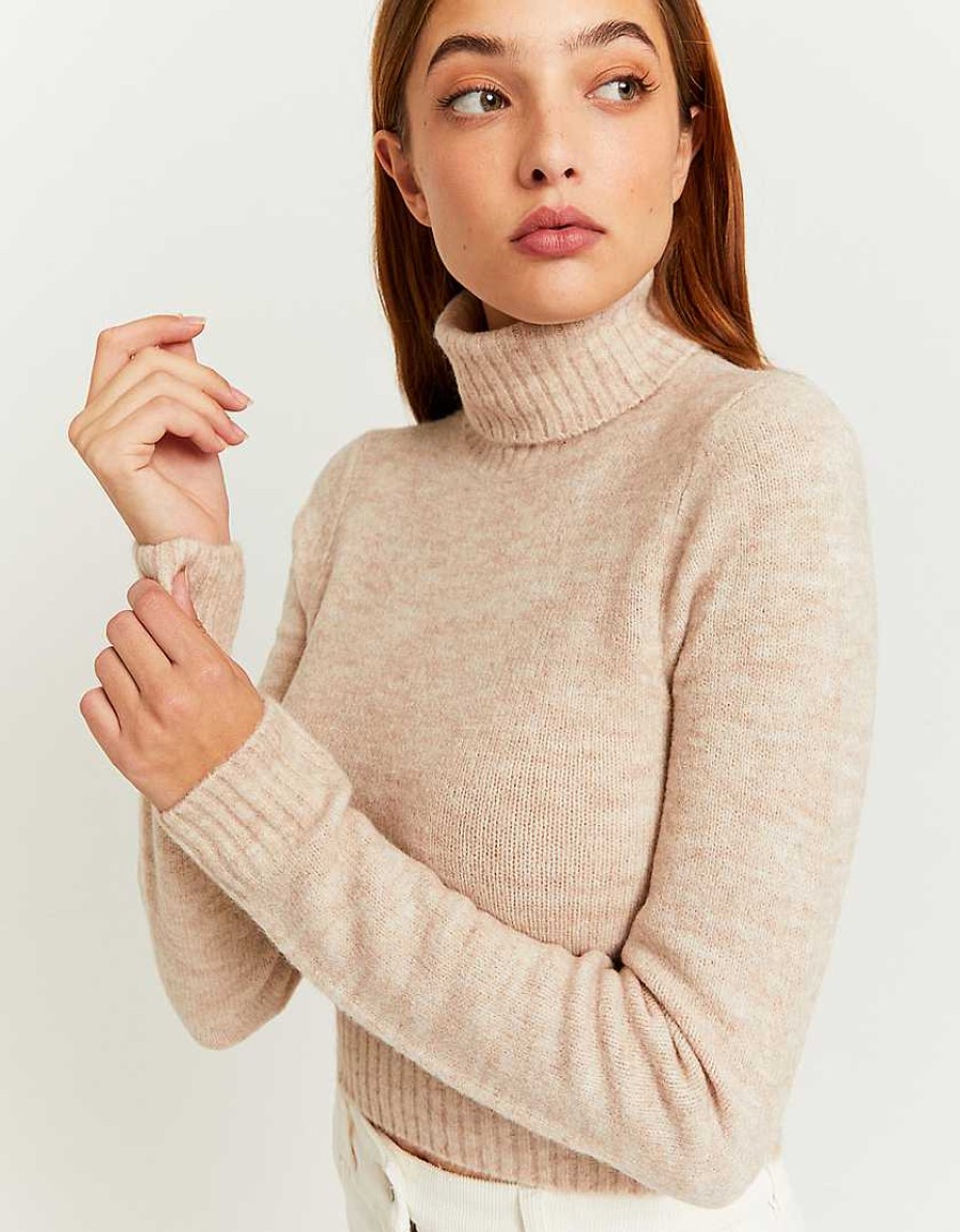 Vestiario Tally Weijl | Maglione Corto Con Collo Alto Beige