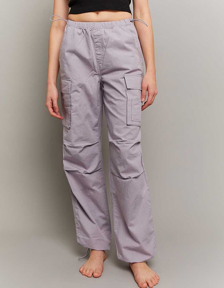 Vestiario Tally Weijl | Pantaloni Da Paracadute Cargo Lilla Viola