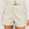 Vestiario Tally Weijl | Mini Shorts In Ecopelle Beige Bianco