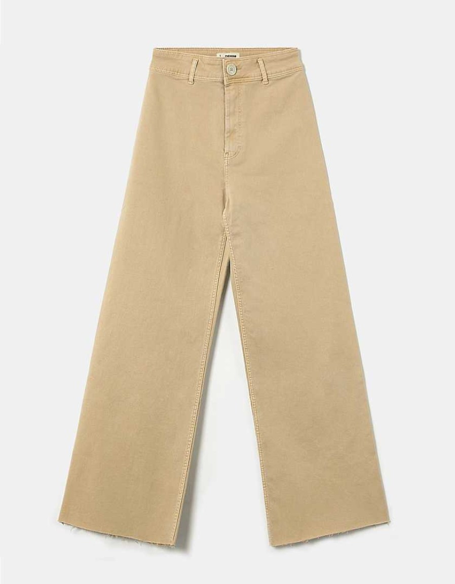 Vestiario Tally Weijl Pantaloni A Vita Alta | Pantaloni Larghi A Vita Alta Beige