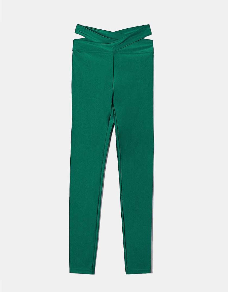 Vestiario Tally Weijl Pantaloni A Vita Alta | Leggings Skinny Effetto Lucido Verde