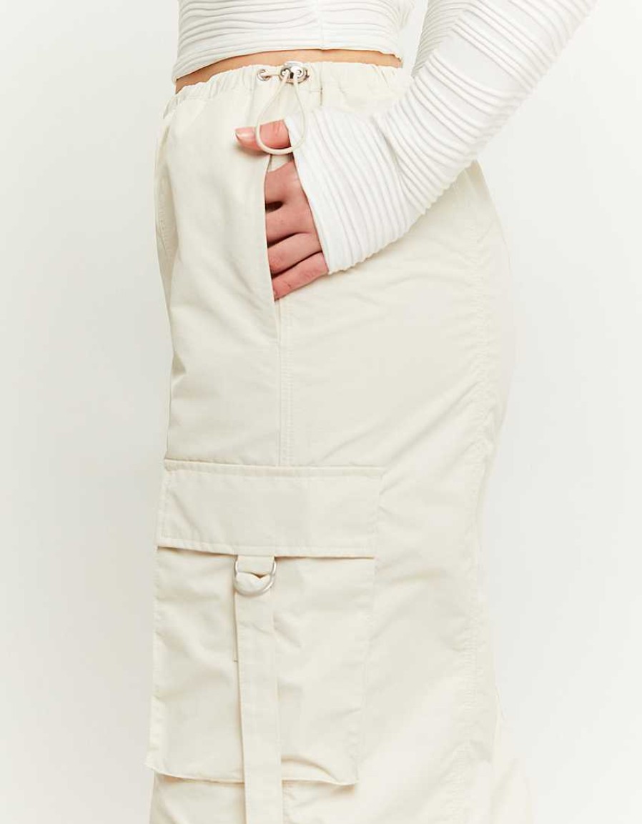 Vestiario Tally Weijl | Pantaloni Da Paracadute Cargo Beige Bianco