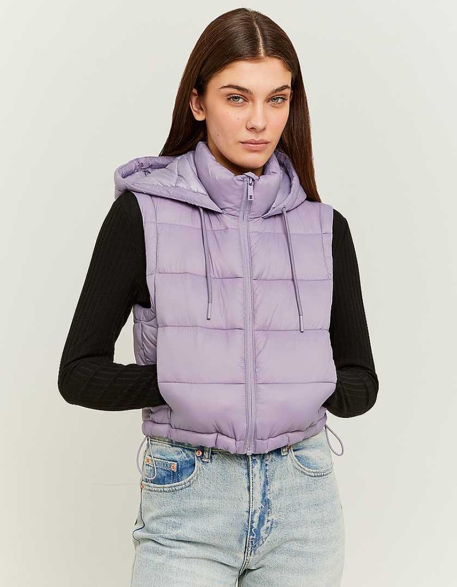 Vestiario Tally Weijl Giacche Invernali | Gilet Imbottito Corto Con Cappuccio Viola