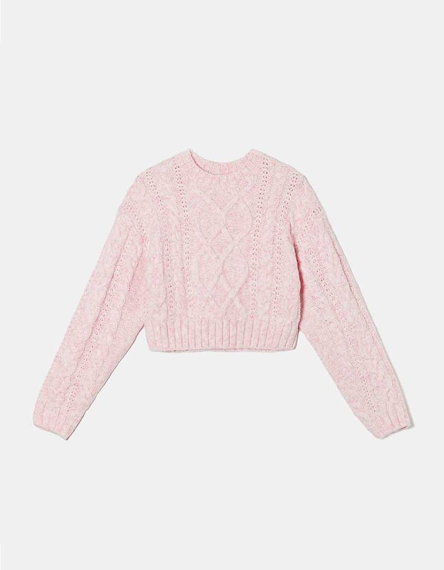 Vestiario Tally Weijl | Maglione Lavorato A Trecce Rosa