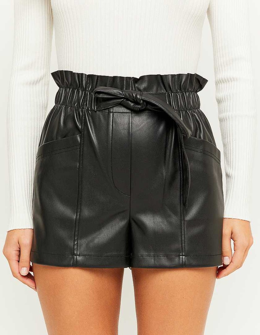 Vestiario Tally Weijl | Mini Shorts In Paperbag In Ecopelle Nero