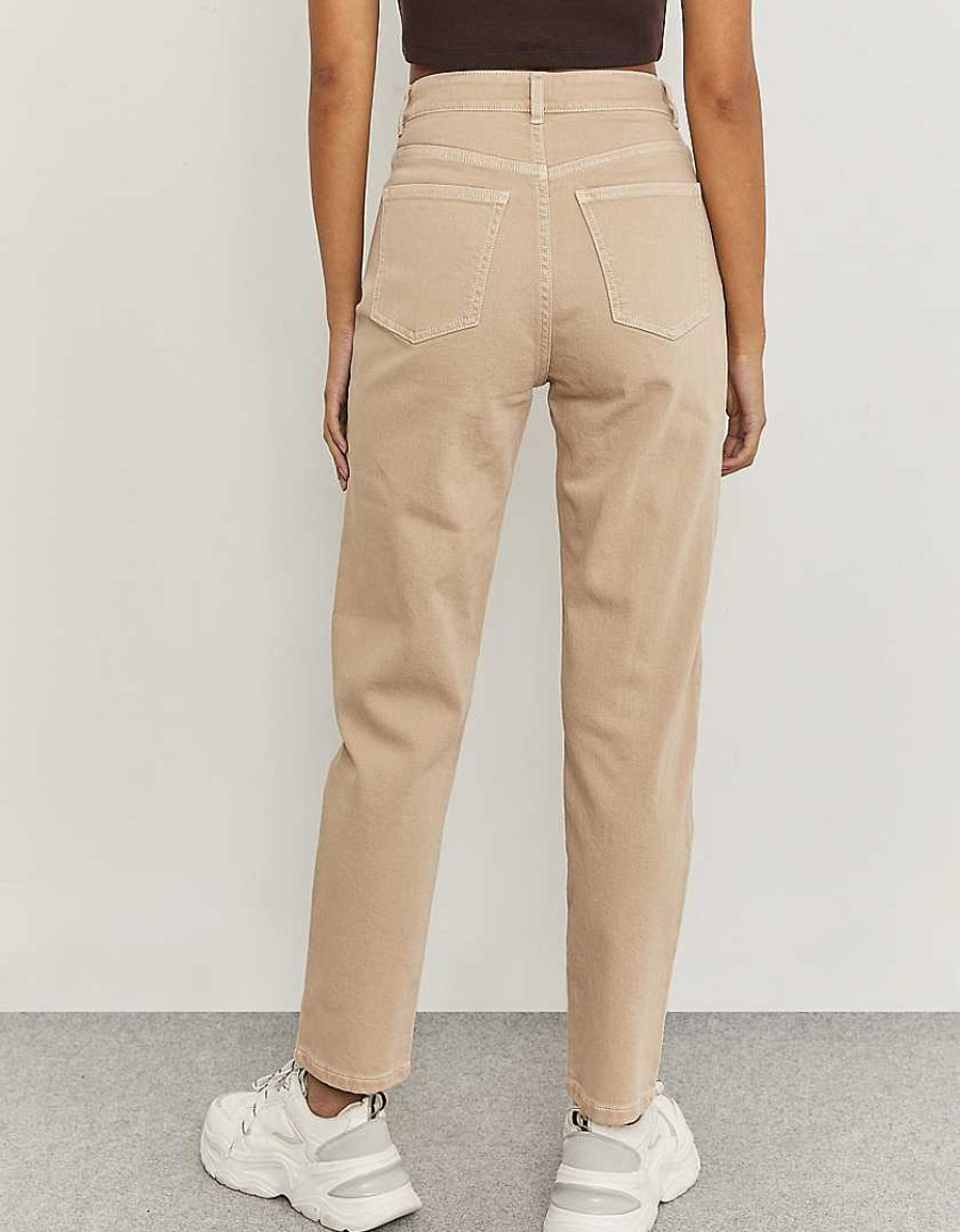 Vestiario Tally Weijl Pantaloni A Vita Alta | Pantaloni Mamma Elasticizzati Comfort Beige